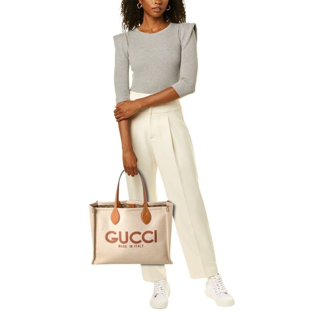 Gucci Medium Canvas & Leather Tote - Picture 4 of 4